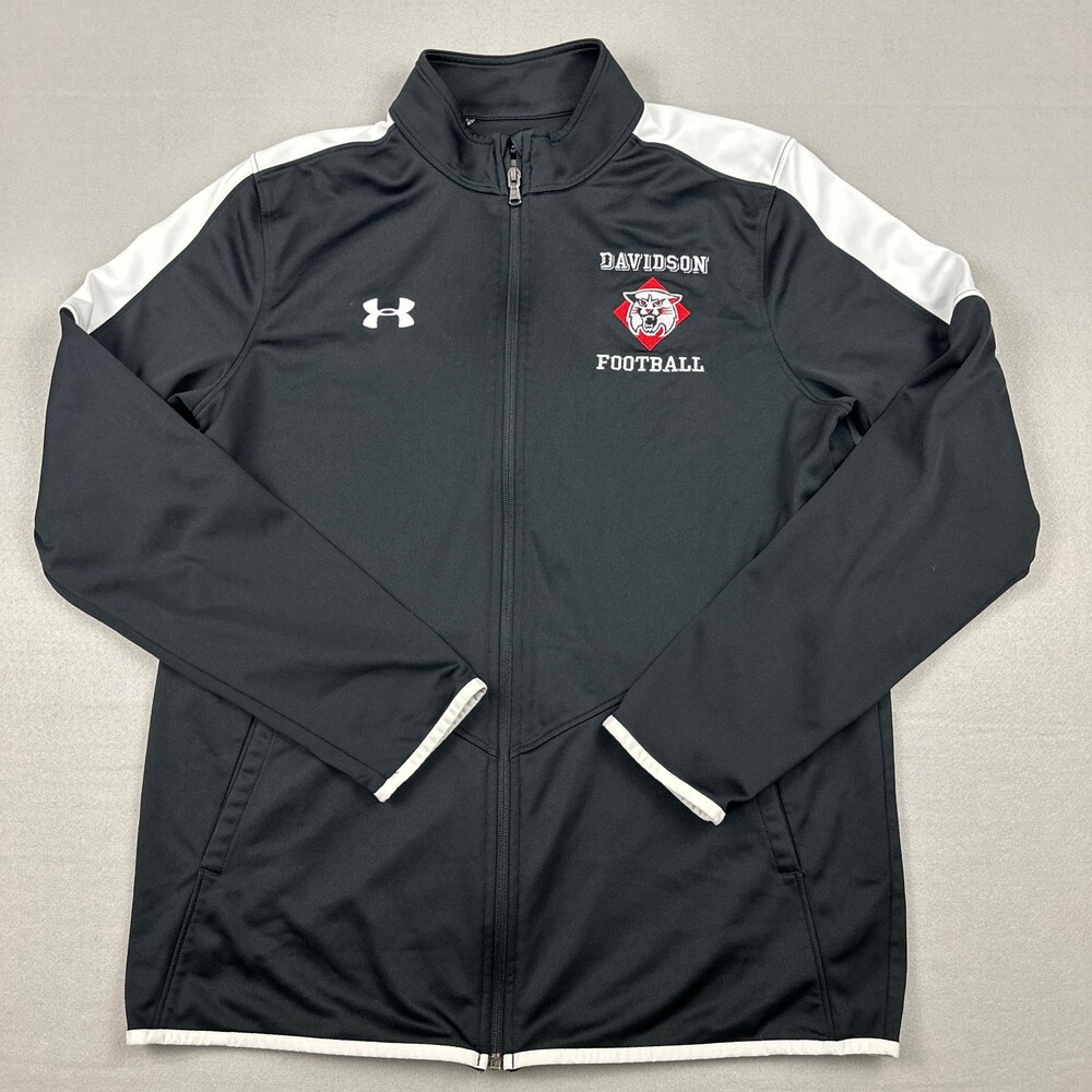 Davidson Wildcats Track Jacket Men Large Black Under Armour Full Zip Football L